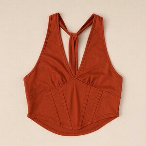 plunge V neck halter neck corset top